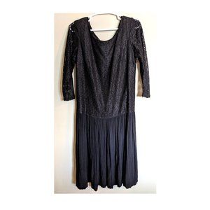 S. L. Fashions  Vintage Black Lace Dress Low Waist